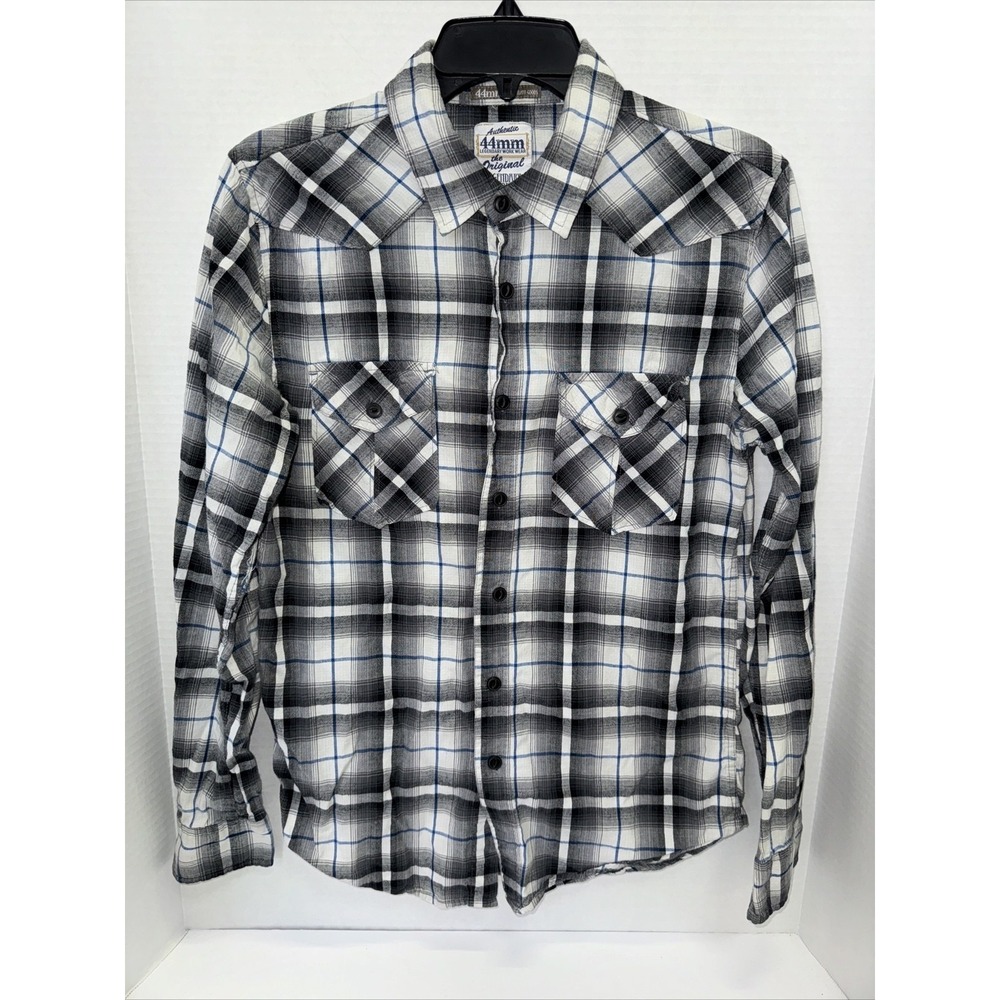 44mm Legendary Goods Shirt Mens Size Small Gray Plaid Long Sleeve Button Up